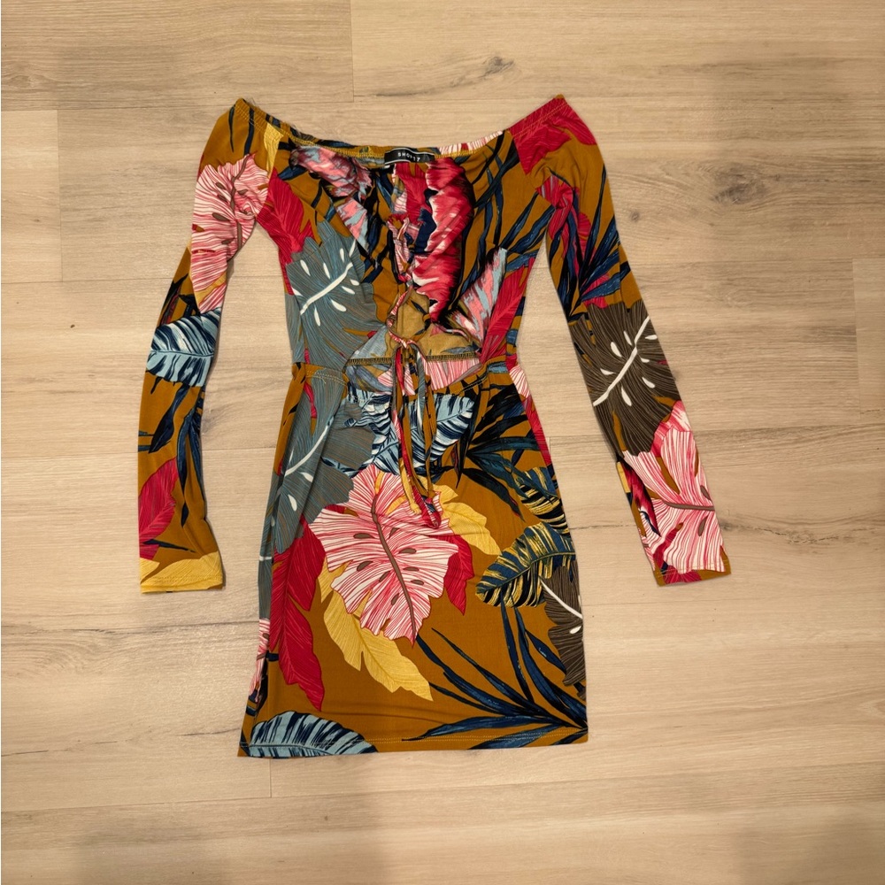 Tropical Long Sleeve Dress